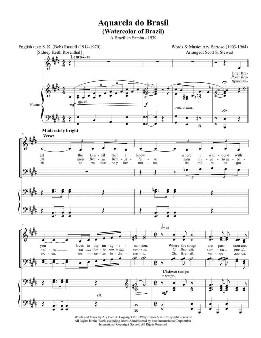 Aquarela Brasileira (aquarela Do Brasil) (brasil) 4-Part scores gallery preview page 1