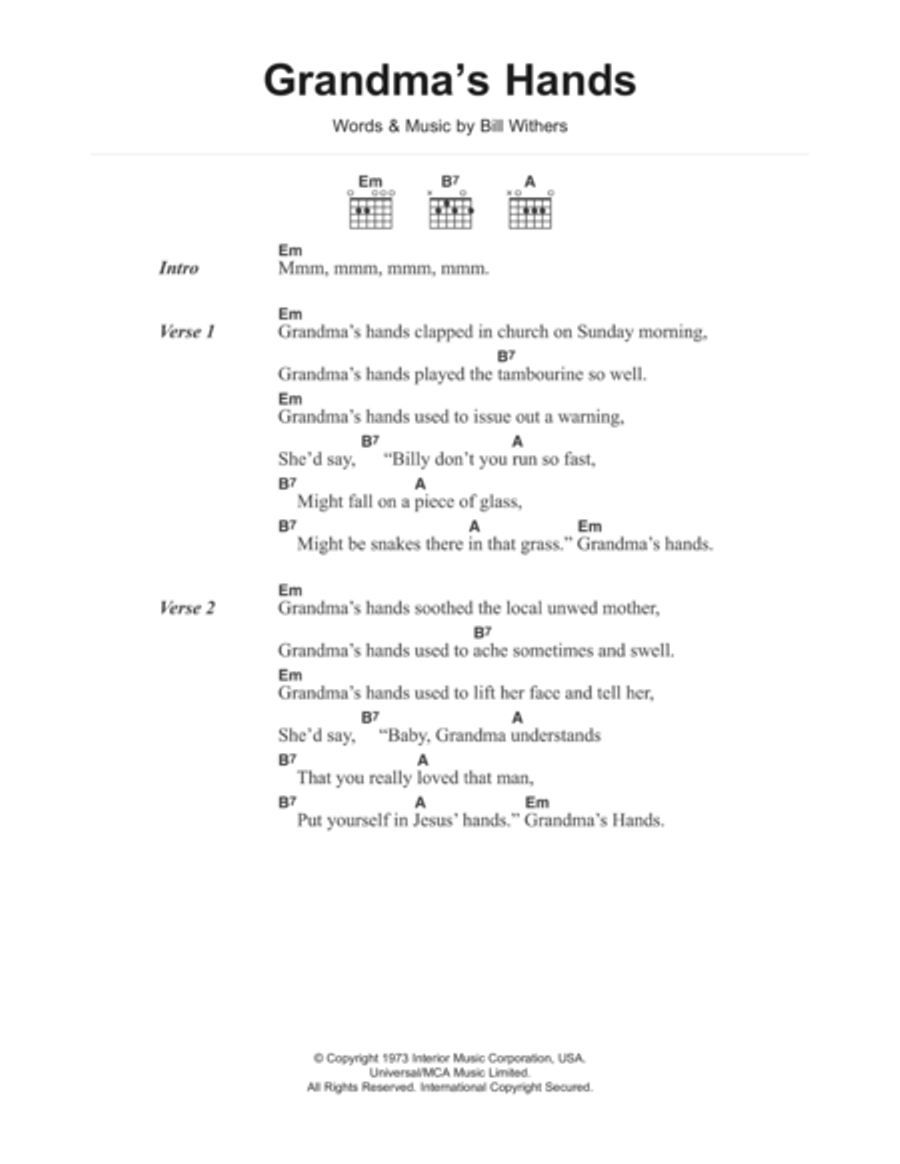 Grandma's Hands Guitar scores gallery preview page 1