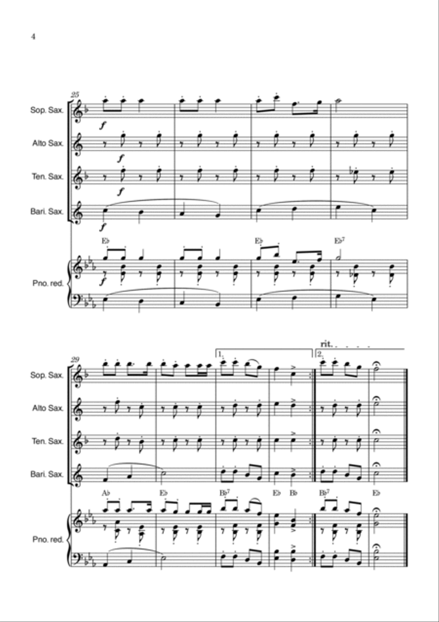 Jingle Bells Saxophone Quartet scores gallery preview page 4