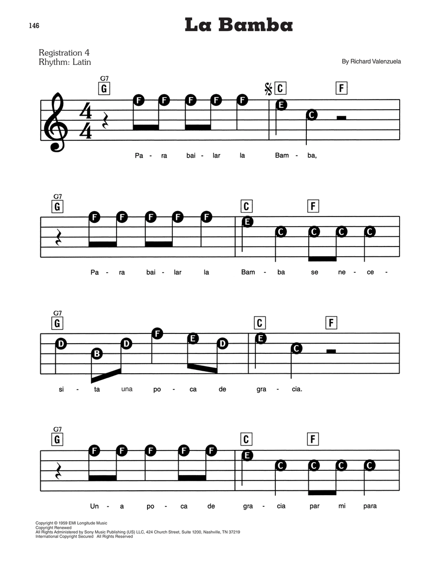 La Bamba Electronic Keyboard scores gallery preview page 1