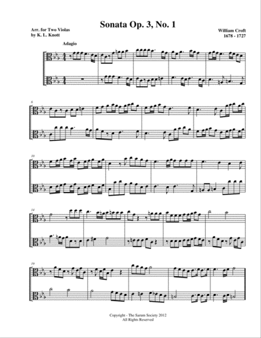 6 Sonata Duets for 2 Violas - vol. 1 - Willam Croft (arr. K. L. Knott) String Duet scores gallery preview page 2