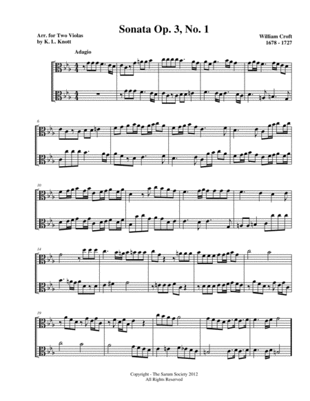 6 Sonata Duets for 2 Violas - vol. 1 - Willam Croft (arr. K. L. Knott)