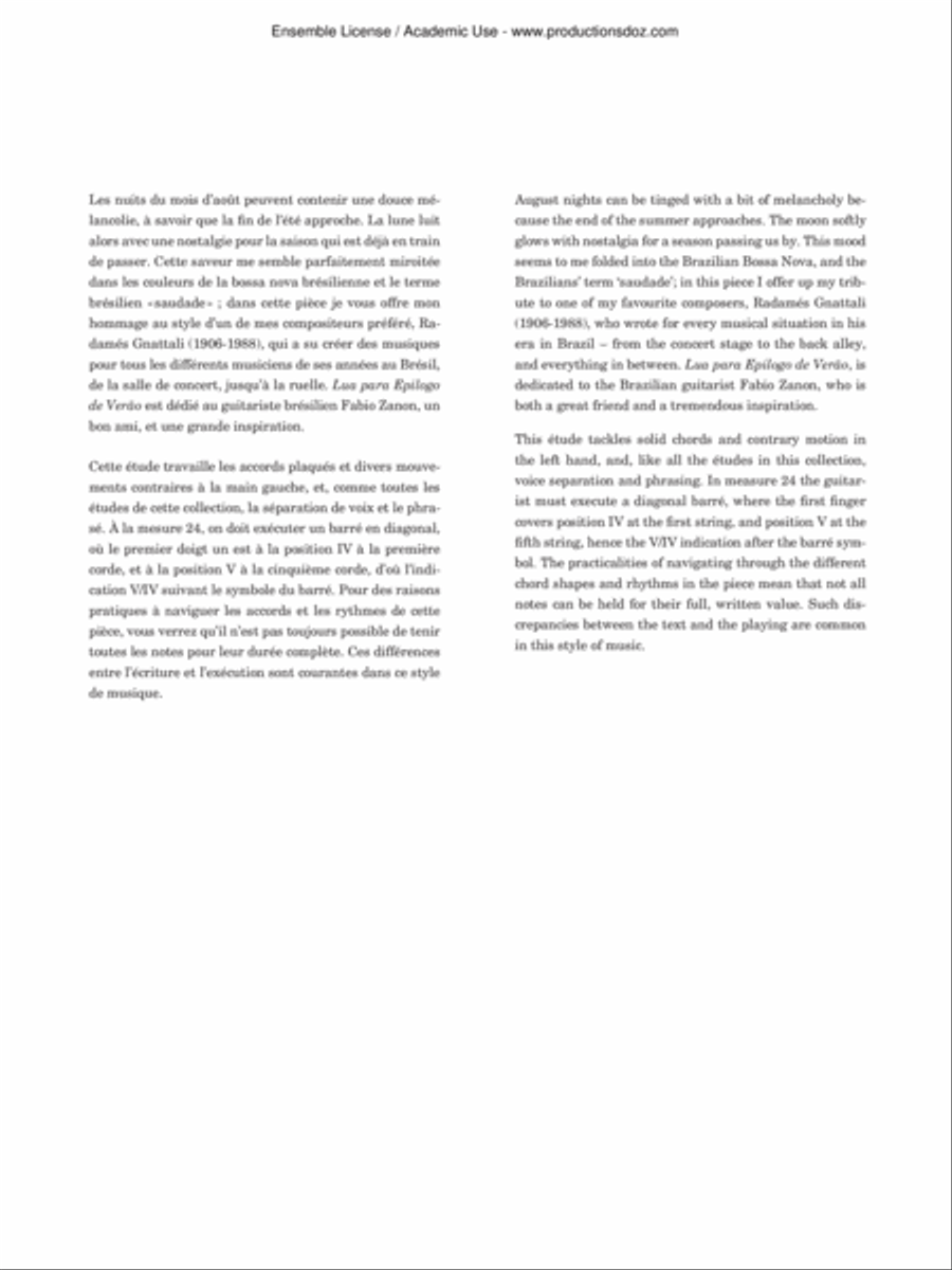 Lua para o Epilogo de Verão (Août) Classical Guitar scores gallery preview page 2