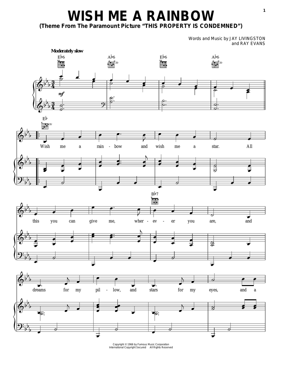 Wish Me A Rainbow Piano, Vocal, Guitar scores gallery preview page 1