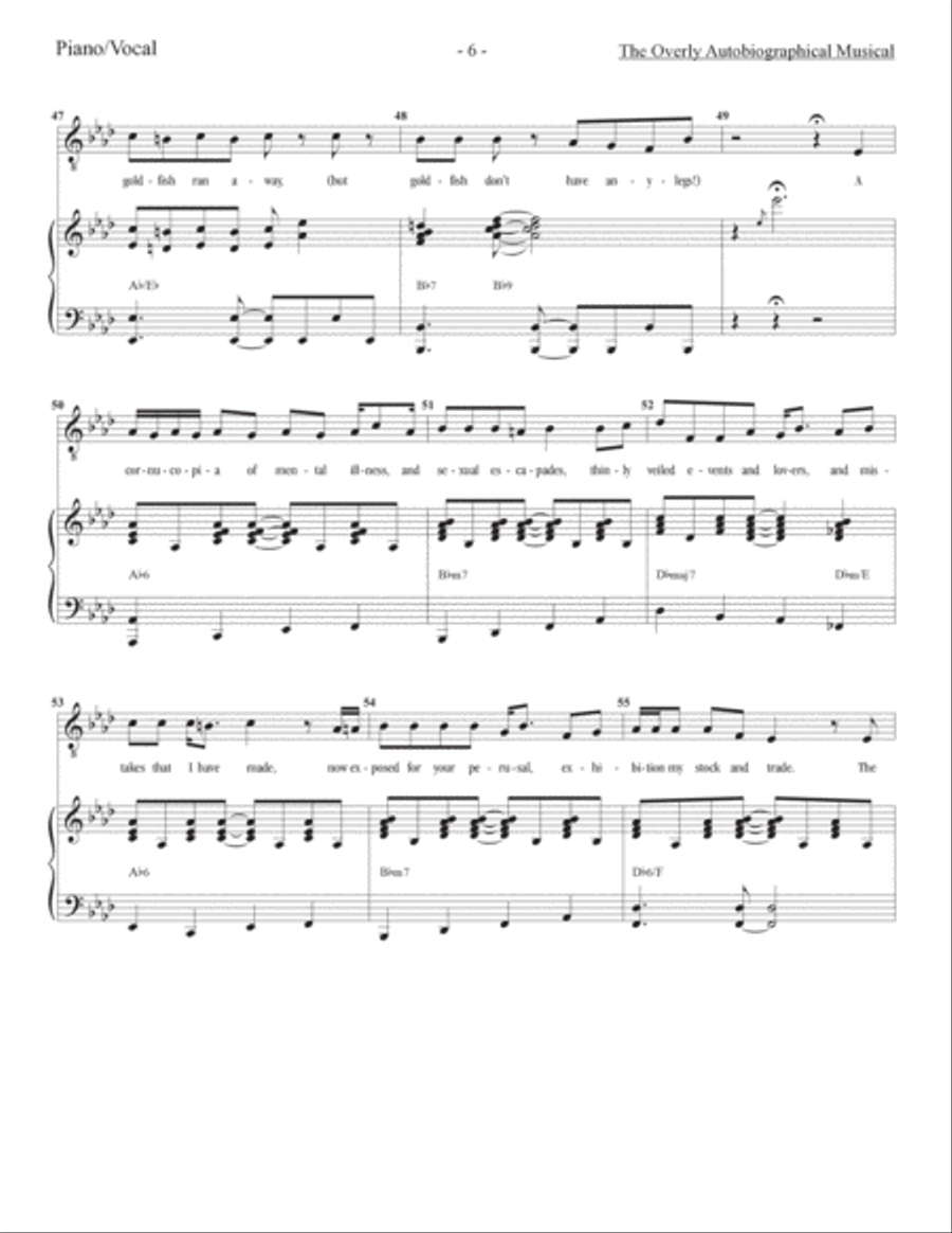 The Overly Autobiographical Musical Piano, Vocal, Guitar scores gallery preview page 6