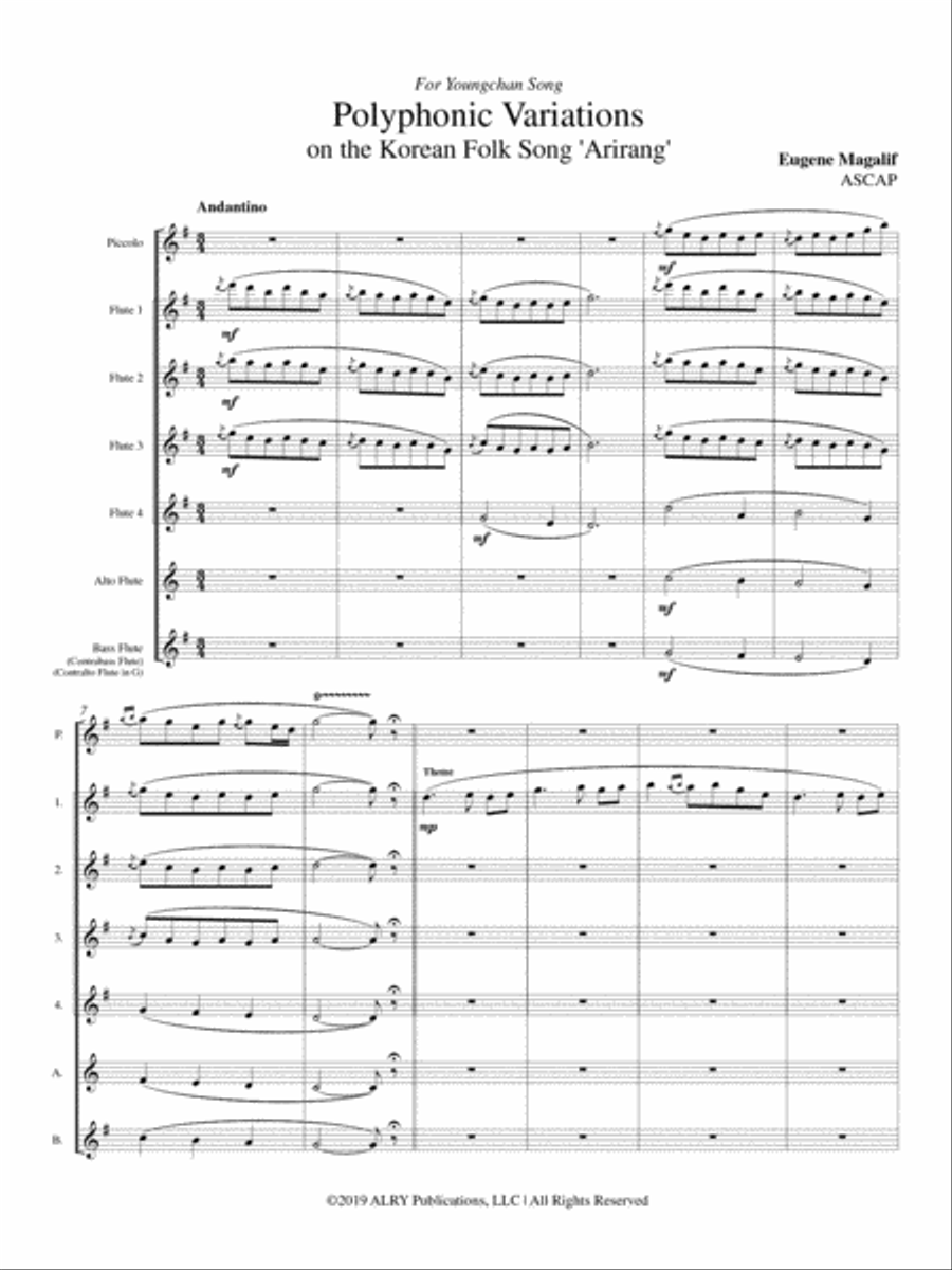 Polyphonic Variations on the Korean Folk Song 'Arirang' for Flute Choir Flute Choir scores gallery preview page 2