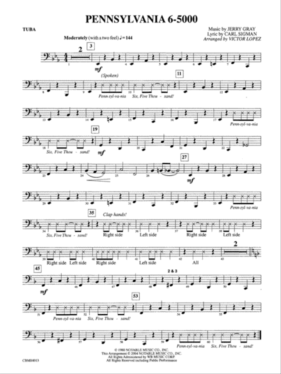 Pennsylvania 6-5000: Tuba Concert Band scores gallery preview page 1