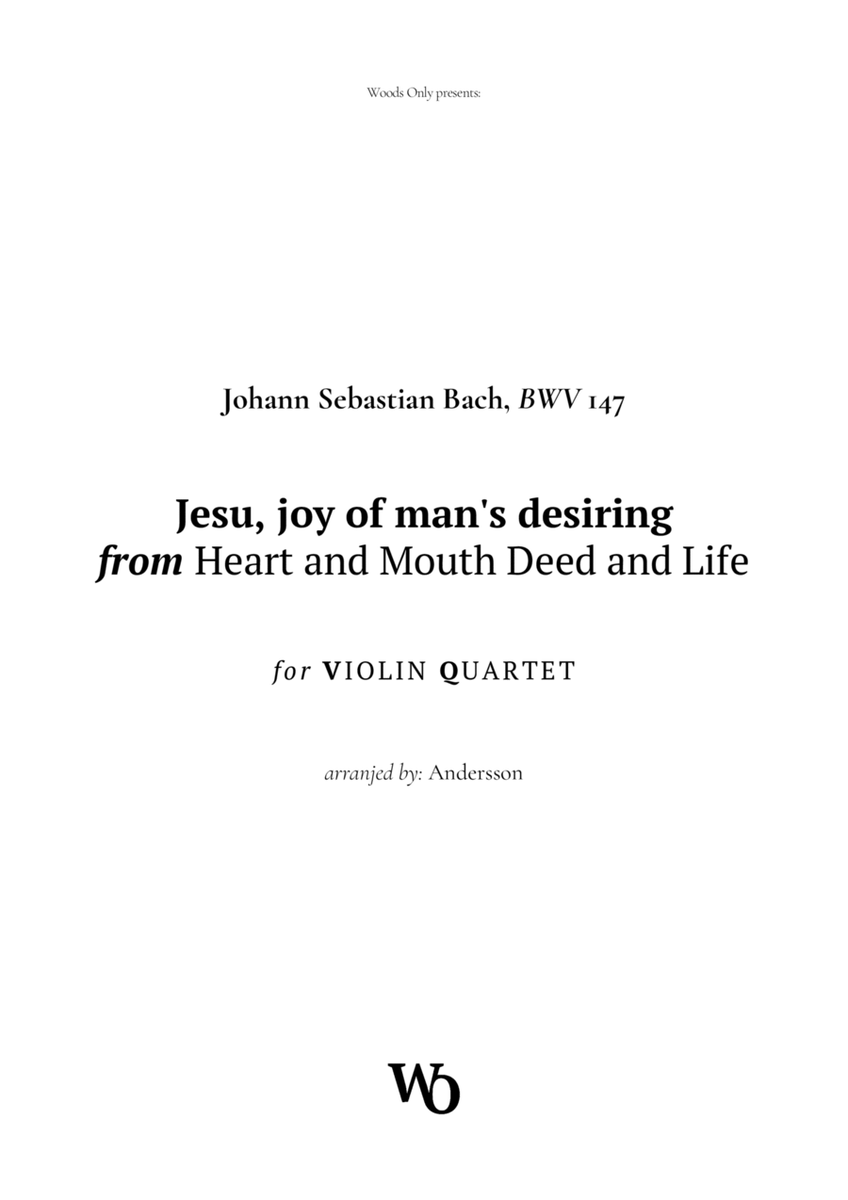 Jesu, joy of man's desiring by Bach for Violin Quartet image number null