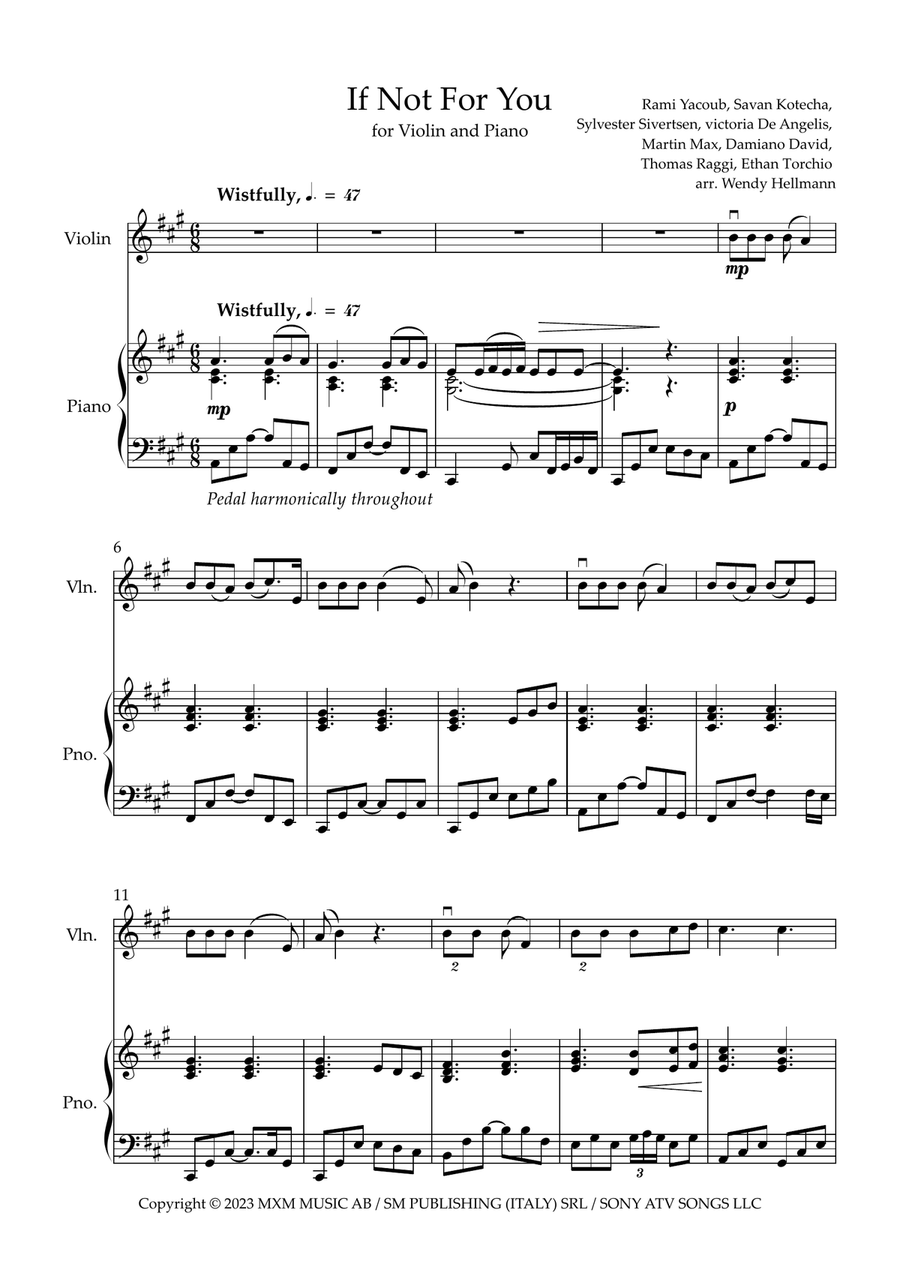 If Not For You Violin Solo scores gallery preview page 1