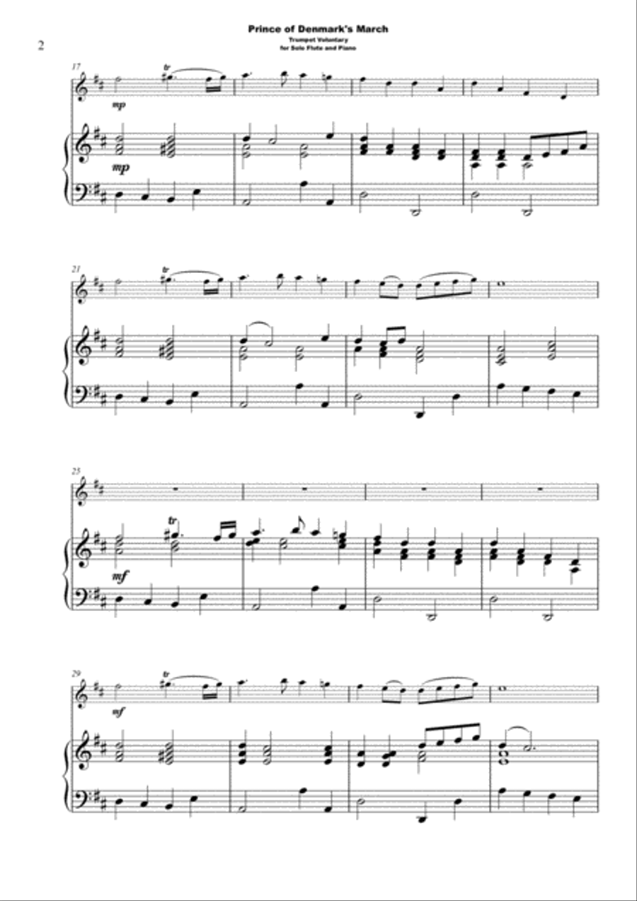 Trumpet Voluntary, (Prince of Denmark's March), for Solo Flute and Piano Flute Solo scores gallery preview page 3