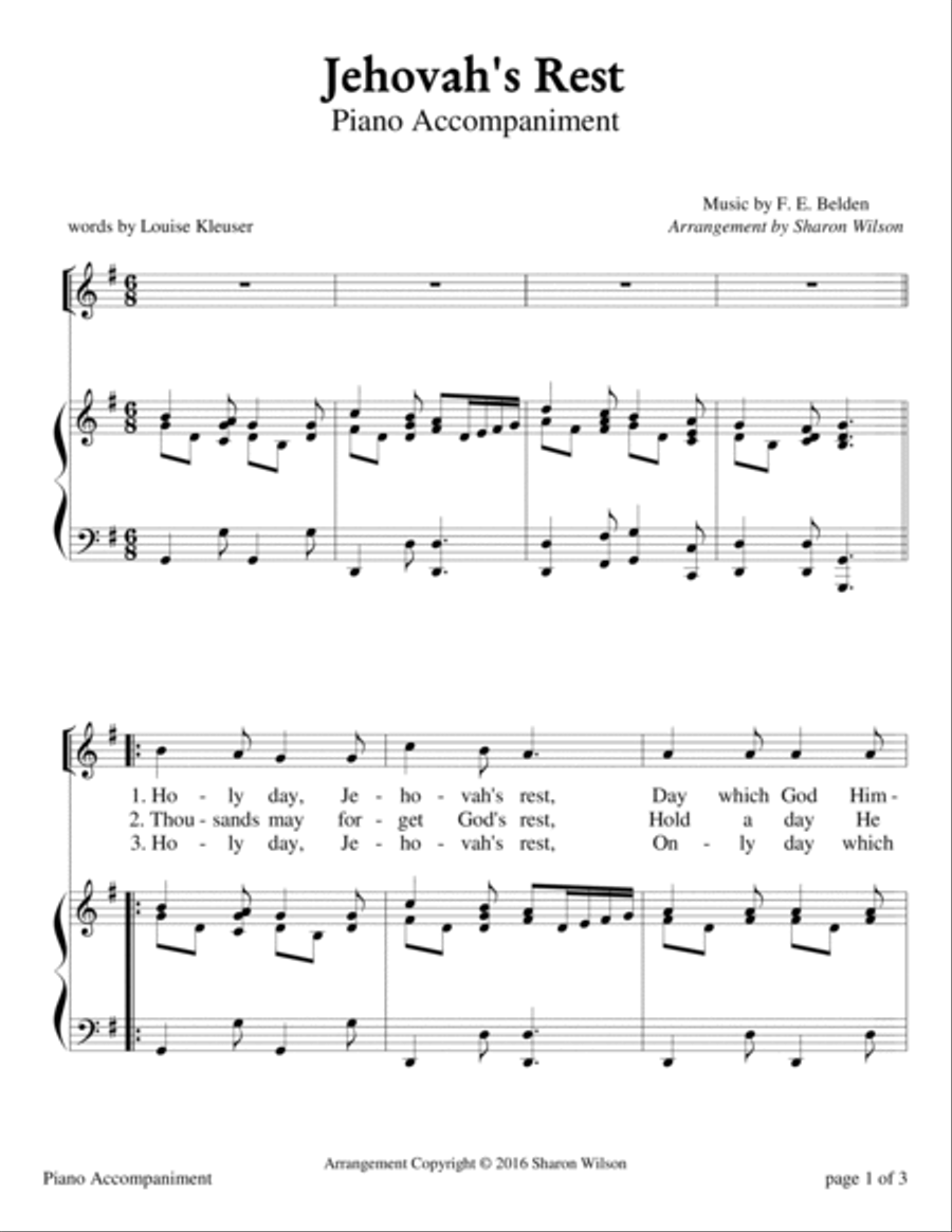 Jehovah's Rest (Sabbath Celebration) High Voice scores gallery preview page 2