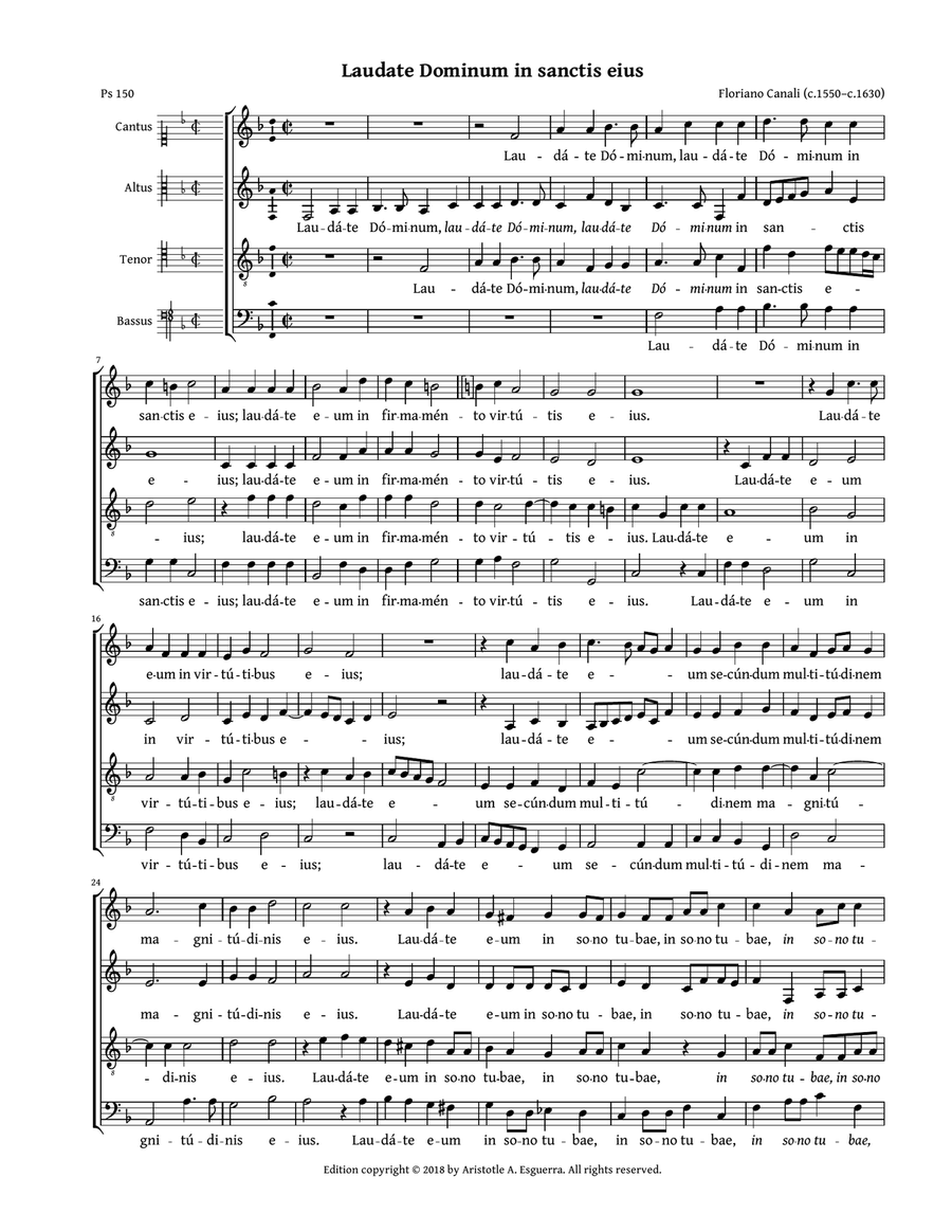 Laudate Dominum in sanctis eius (Canali) 4-Part scores gallery preview page 1