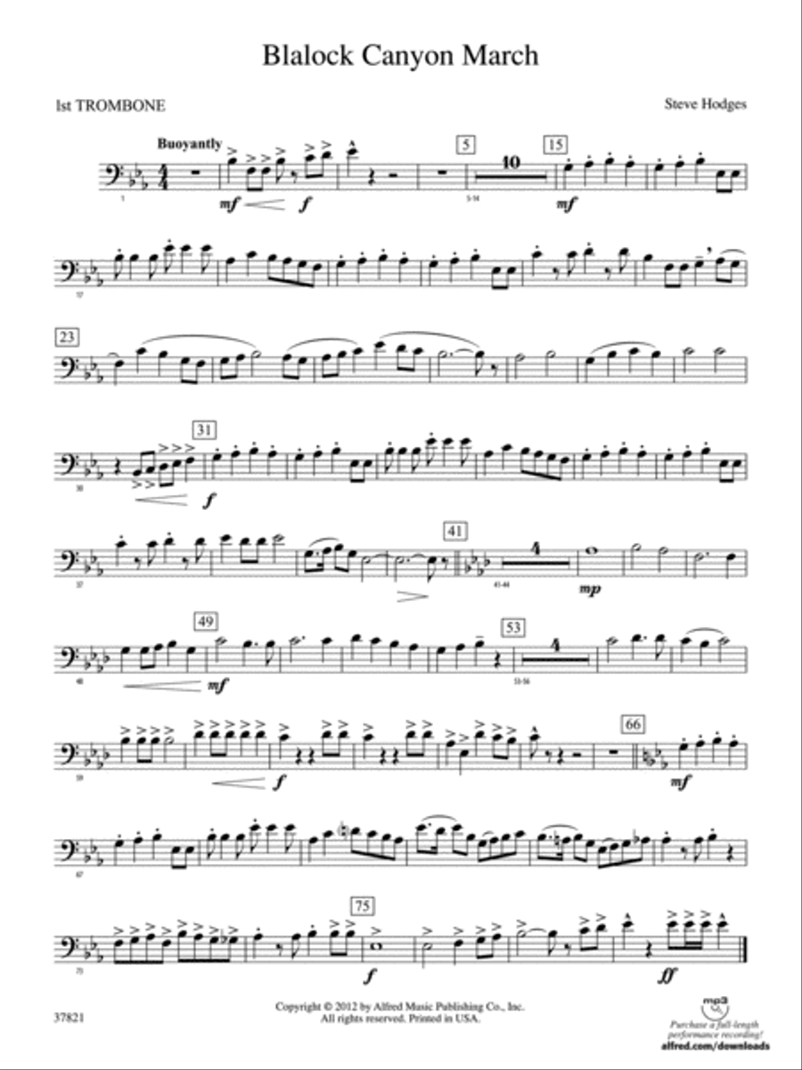 Blalock Canyon March: 1st Trombone Concert Band scores gallery preview page 1