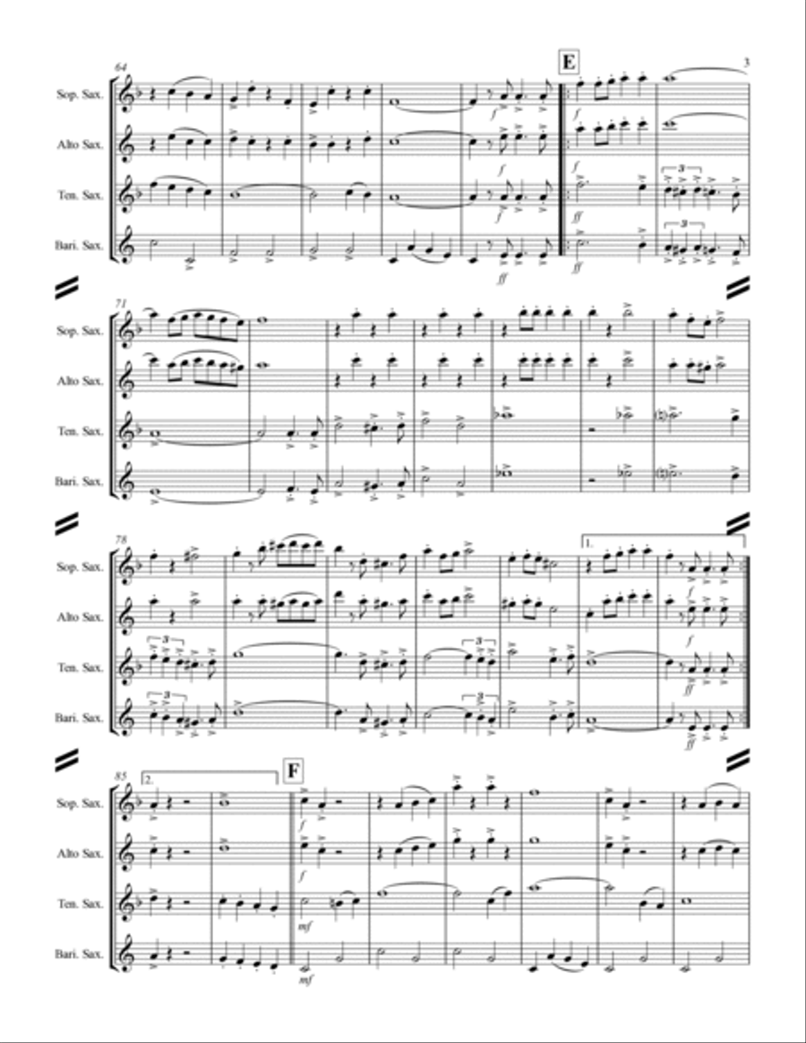 March - “Colonel Bogey” (for Saxophone Quartet SATB) Saxophone Quartet scores gallery preview page 4