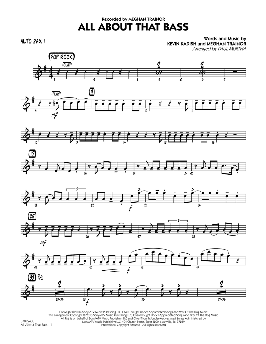All About That Bass - Alto Sax 1 Jazz Ensemble scores gallery preview page 1
