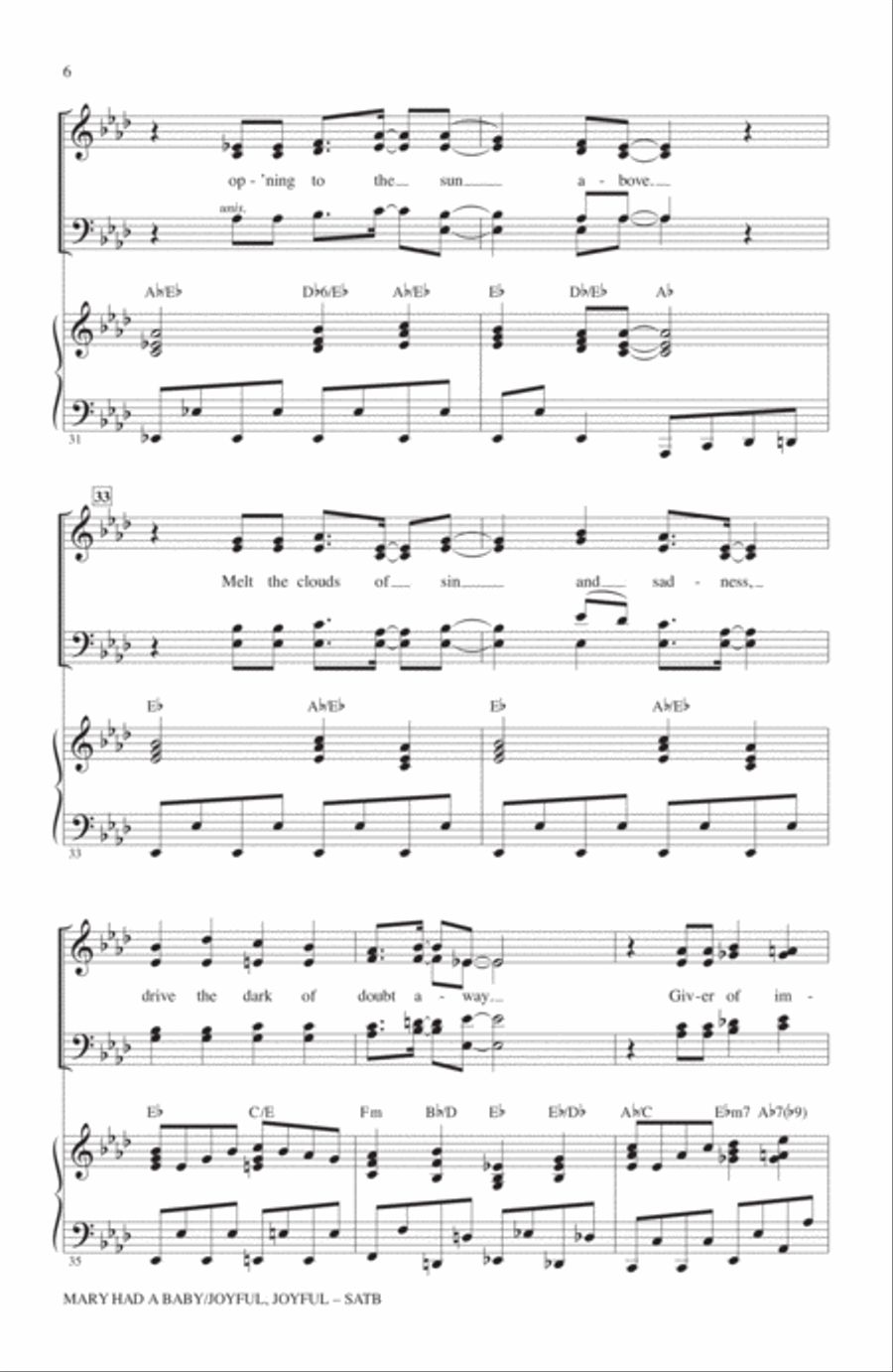 Mary Had A Baby / Joyful, Joyful 4-Part scores gallery preview page 5