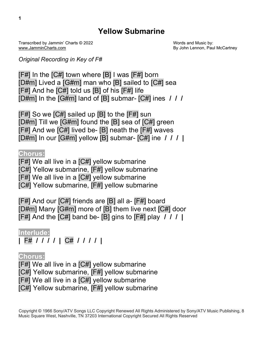 Yellow Submarine Yellow Submarine Acoustic Guitar scores gallery preview page 1