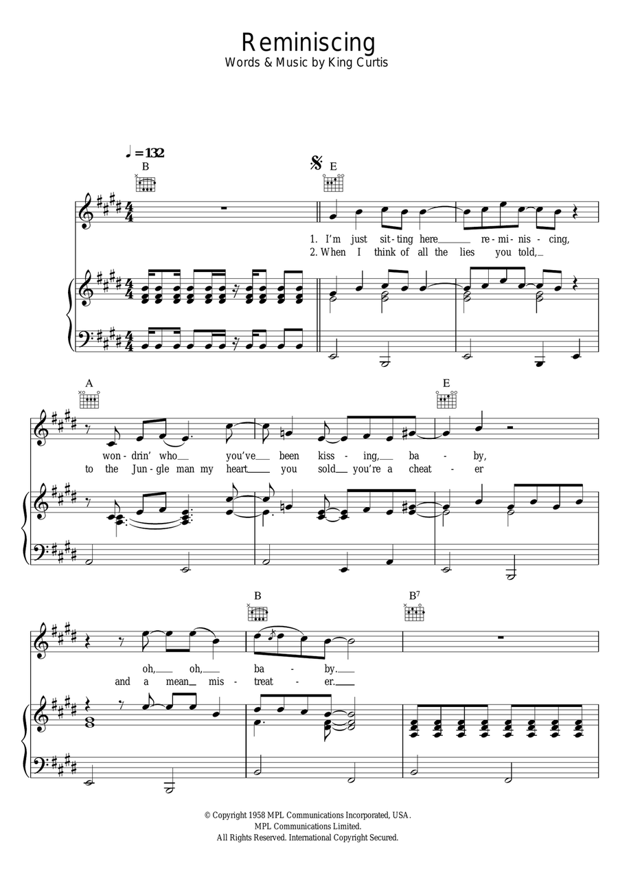 Reminiscing Piano, Vocal scores gallery preview page 1