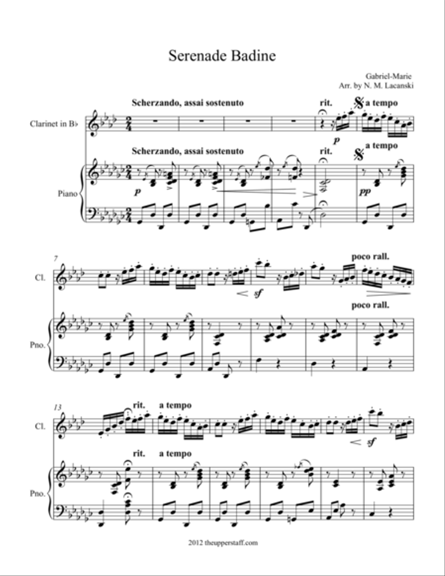 Serenade Badine Clarinet Solo scores gallery preview page 1