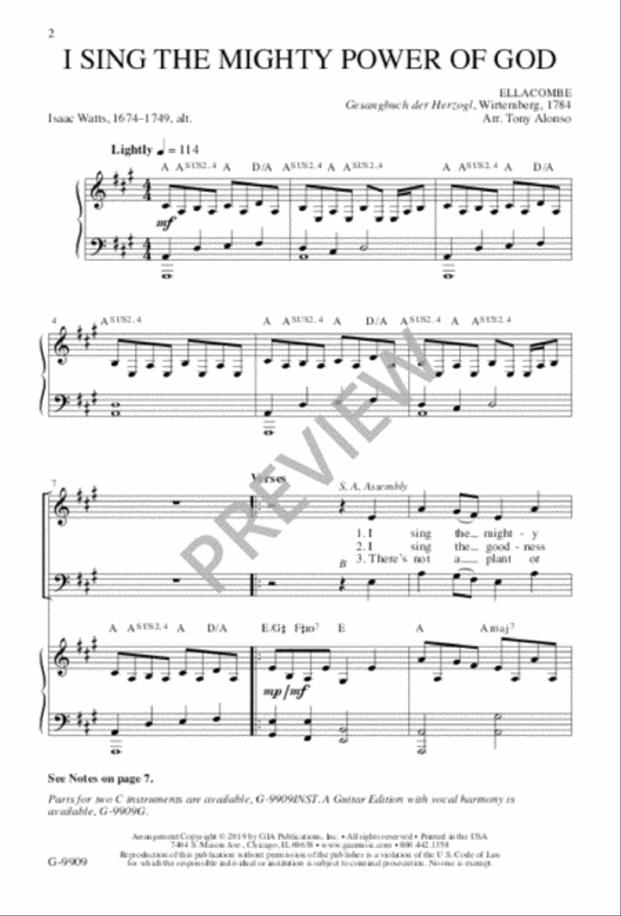 I Sing the Mighty Power of God 3-Part scores gallery preview page 2