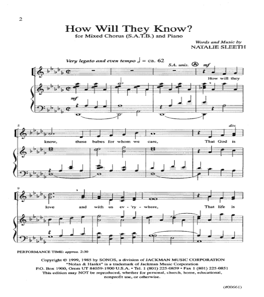 How Will They Know? - SATB 4-Part scores gallery preview page 2