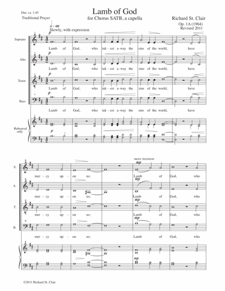 Lamb of God for SATB Chorus a Capella (1964 revised) image number null