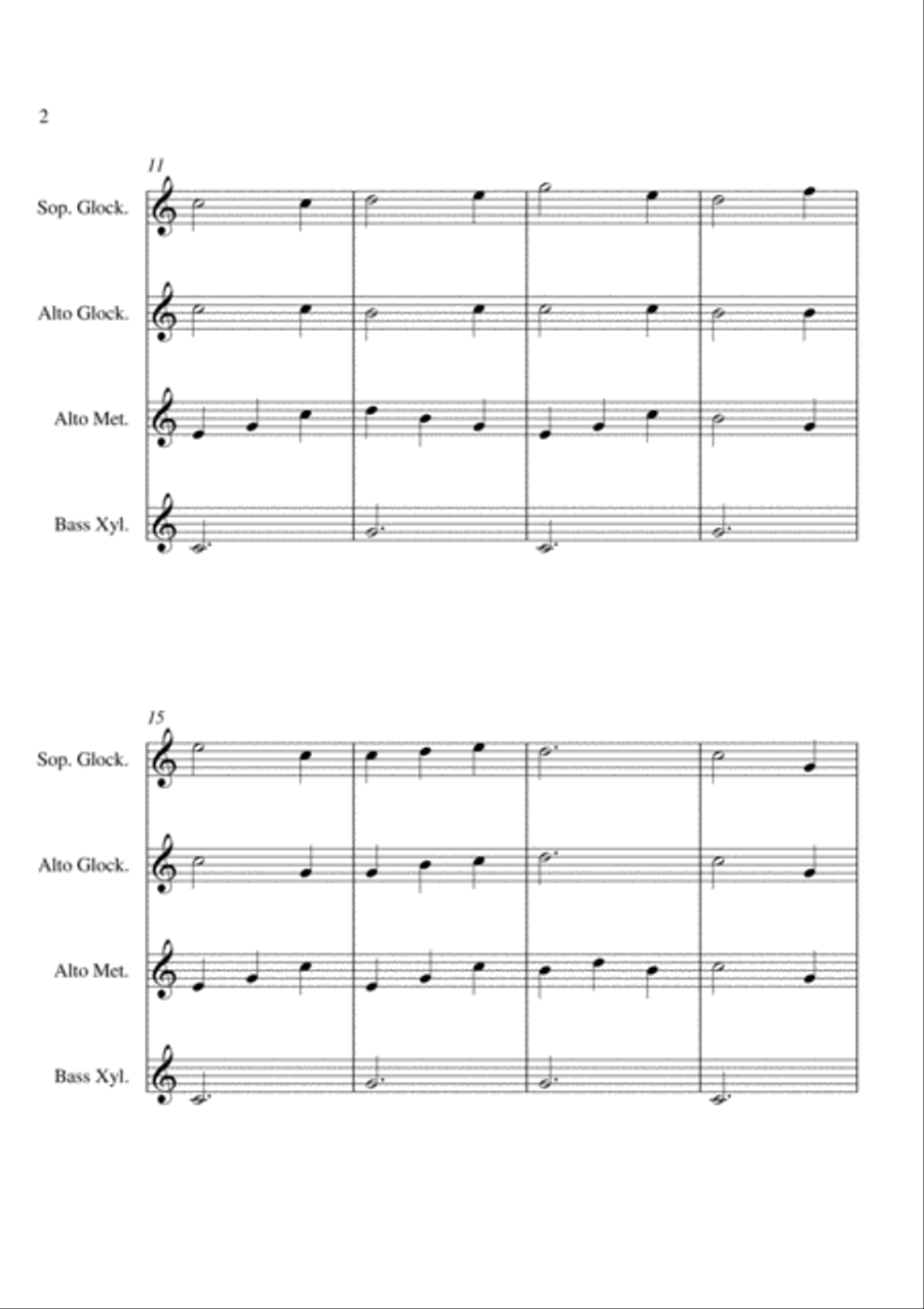 I Saw Three Ships - For Orff Ensemble Percussion Ensemble scores gallery preview page 2