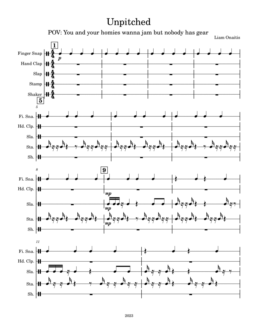 Unpitched Percussion Ensemble Digital Sheet Music Sheet