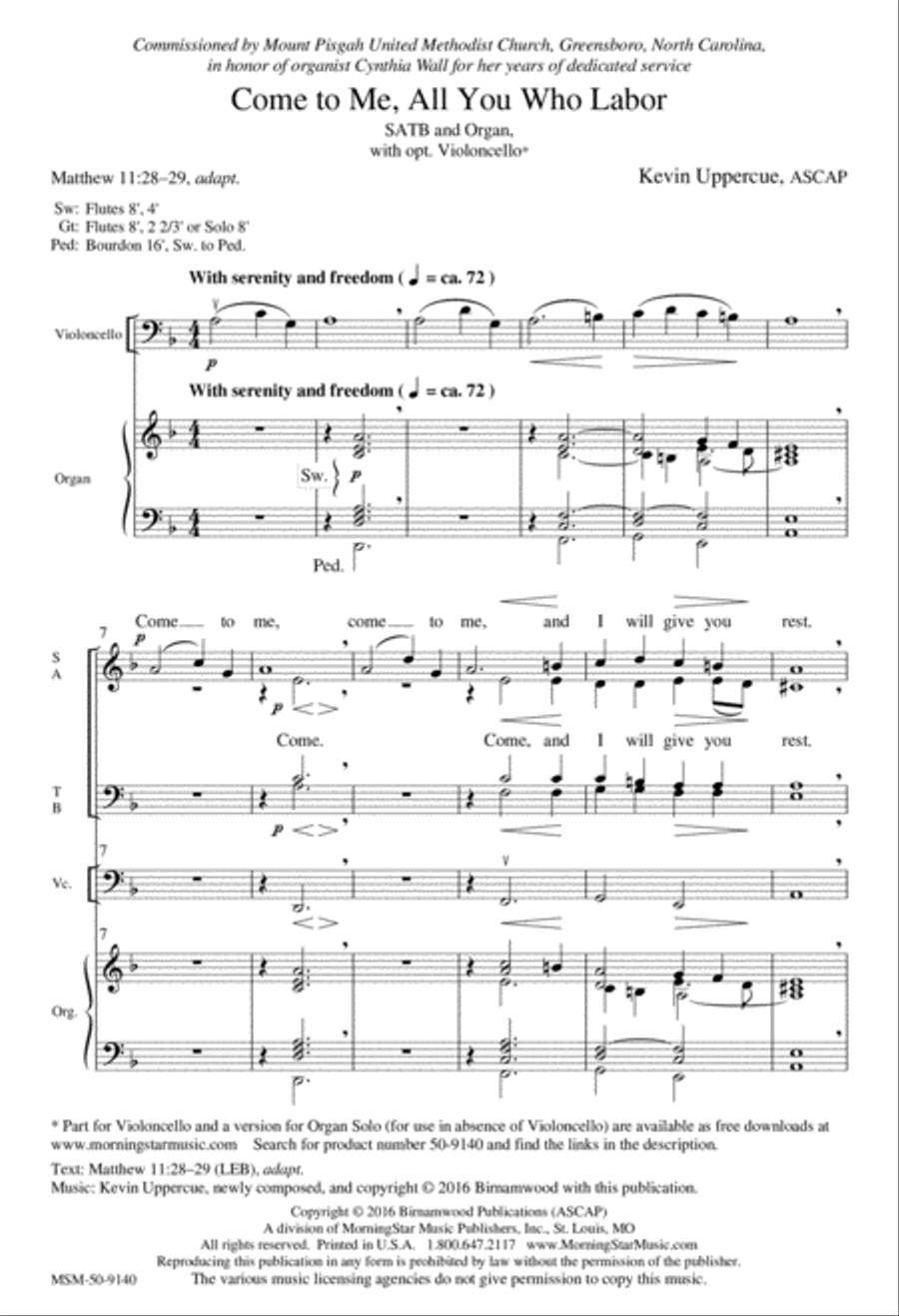 Come to Me, All You Who Labor 4-Part scores gallery preview page 2