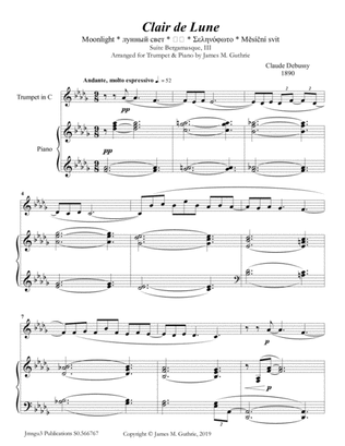 Book cover for Debussy: Claire de Lune for Trumpet & Piano