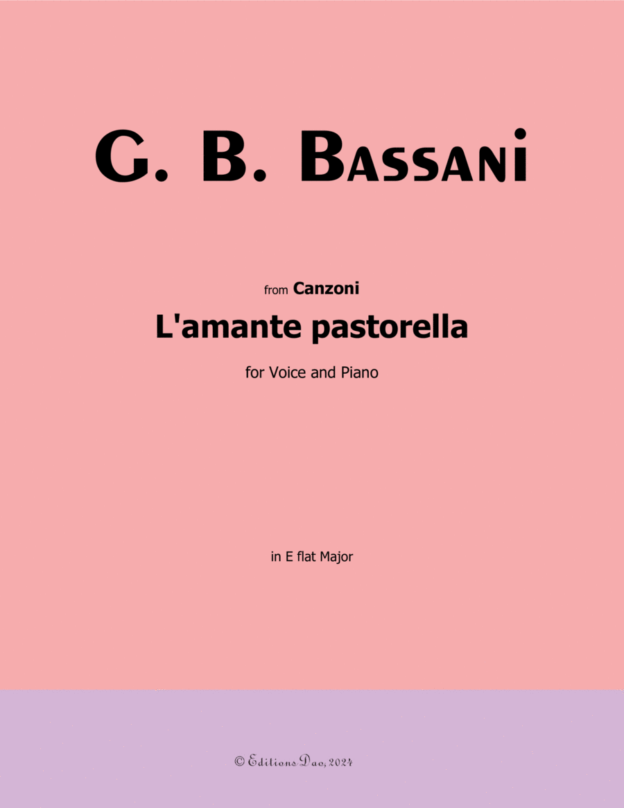 L'amante pastorella, by Bassani, in E flat Major Voice scores gallery preview page 1