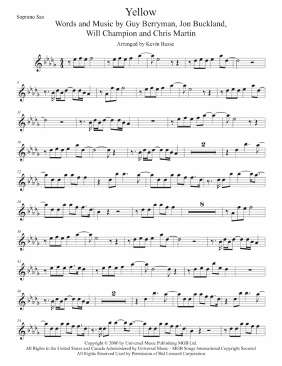 Yellow Soprano Saxophone scores gallery preview page 1