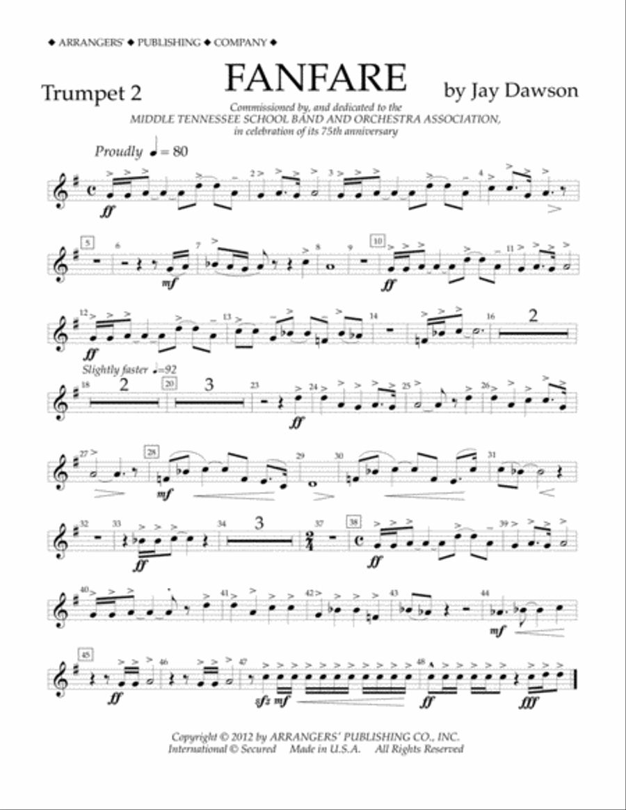Fanfare - Trumpet 2 Fanfare - Trumpet 2 Concert Band scores gallery preview page 1