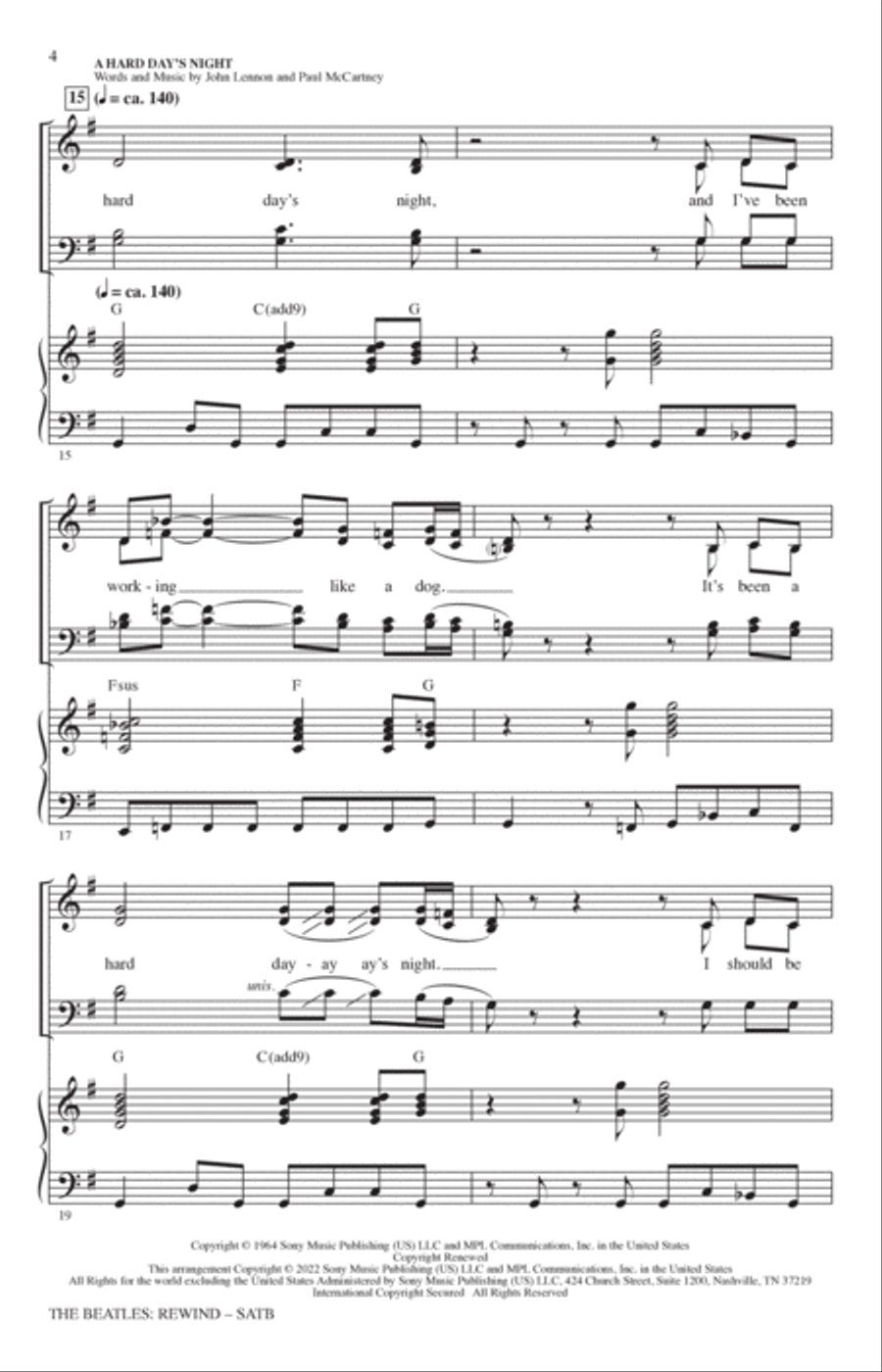 The Beatles: Rewind (Medley) (arr. Mark Brymer) 4-Part scores gallery preview page 3