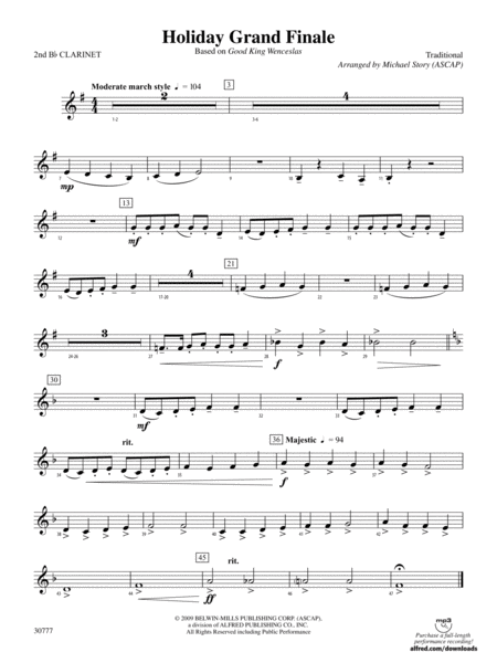 Holiday Grand Finale (Based on "Good King Wenceslas"): 2nd B-flat Clarinet