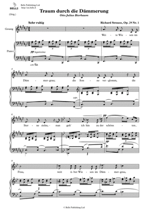 Traum durch die Dammerung, Op. 29 No. 1 (Original key. F-sharp Major)