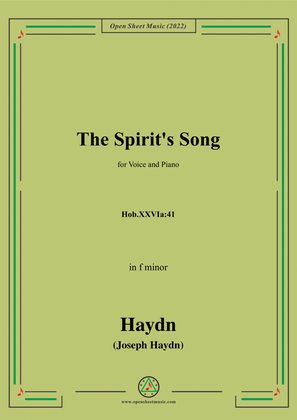 Book cover for Haydn-The Spirit's Song(Hark!What I tell to Thee!),Hob.XXVIa:41,in f minor,for Voice and Piano