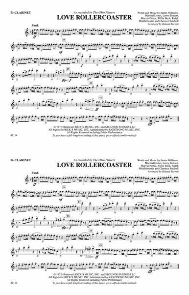 Love Rollercoaster: 1st B-flat Clarinet