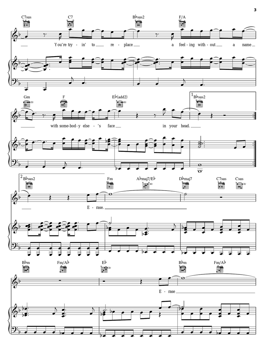 Erase Erase Piano, Vocal, Guitar scores gallery preview page 3