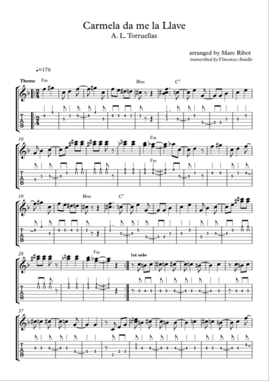 Carmela dame la llave Acoustic Guitar scores gallery preview page 2