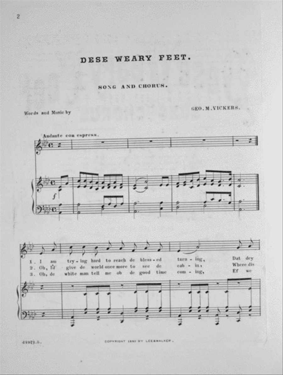 Dese Weary Feet. Song and Chorus 4-Part scores gallery preview page 2