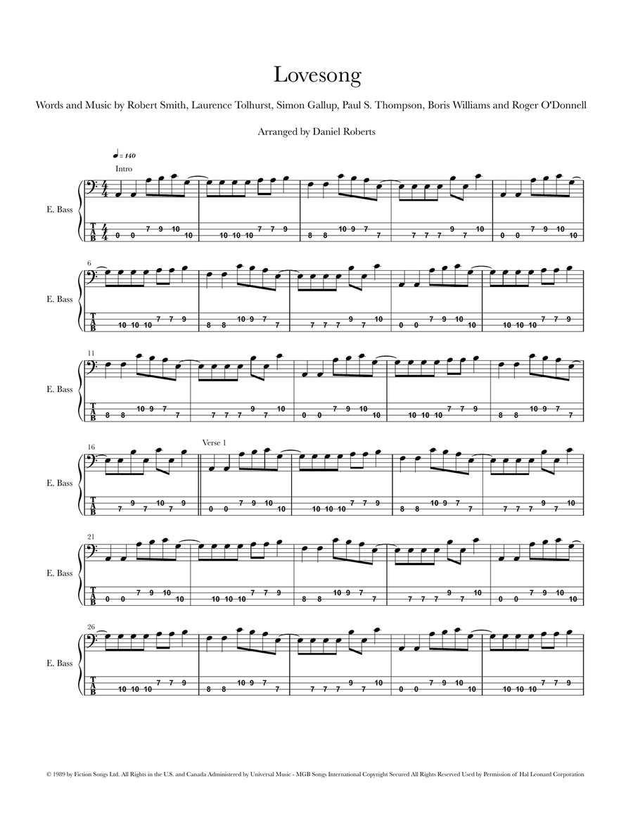 Lovesong Acoustic Guitar scores gallery preview page 1