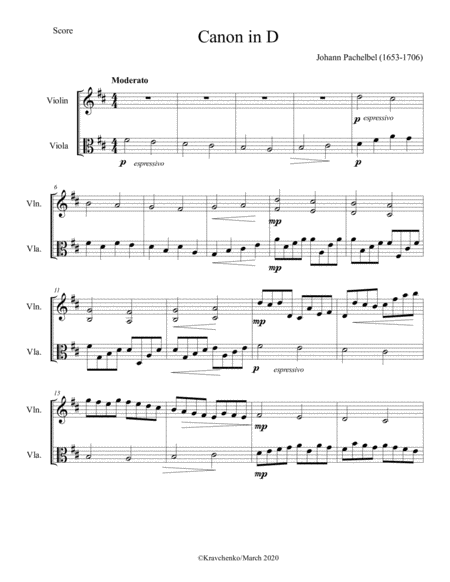 Johann Pachelbel - Canon In D Major for string duo