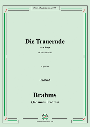 Book cover for Brahms-Die Trauernde,Op.7No.5,from 6 Songs,in g minor