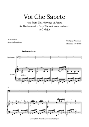Voi Che Sapete from "The Marriage of Figaro" - Easy Baritone and Piano Aria Duet in C Major
