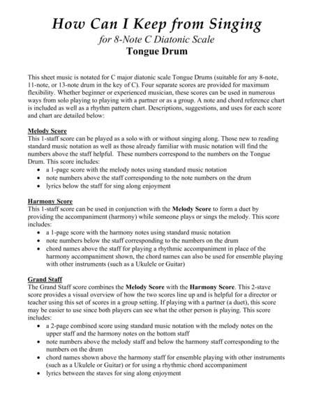 How Can I Keep from Singing (for 8-note C major diatonic scale Tongue Drum) image number null