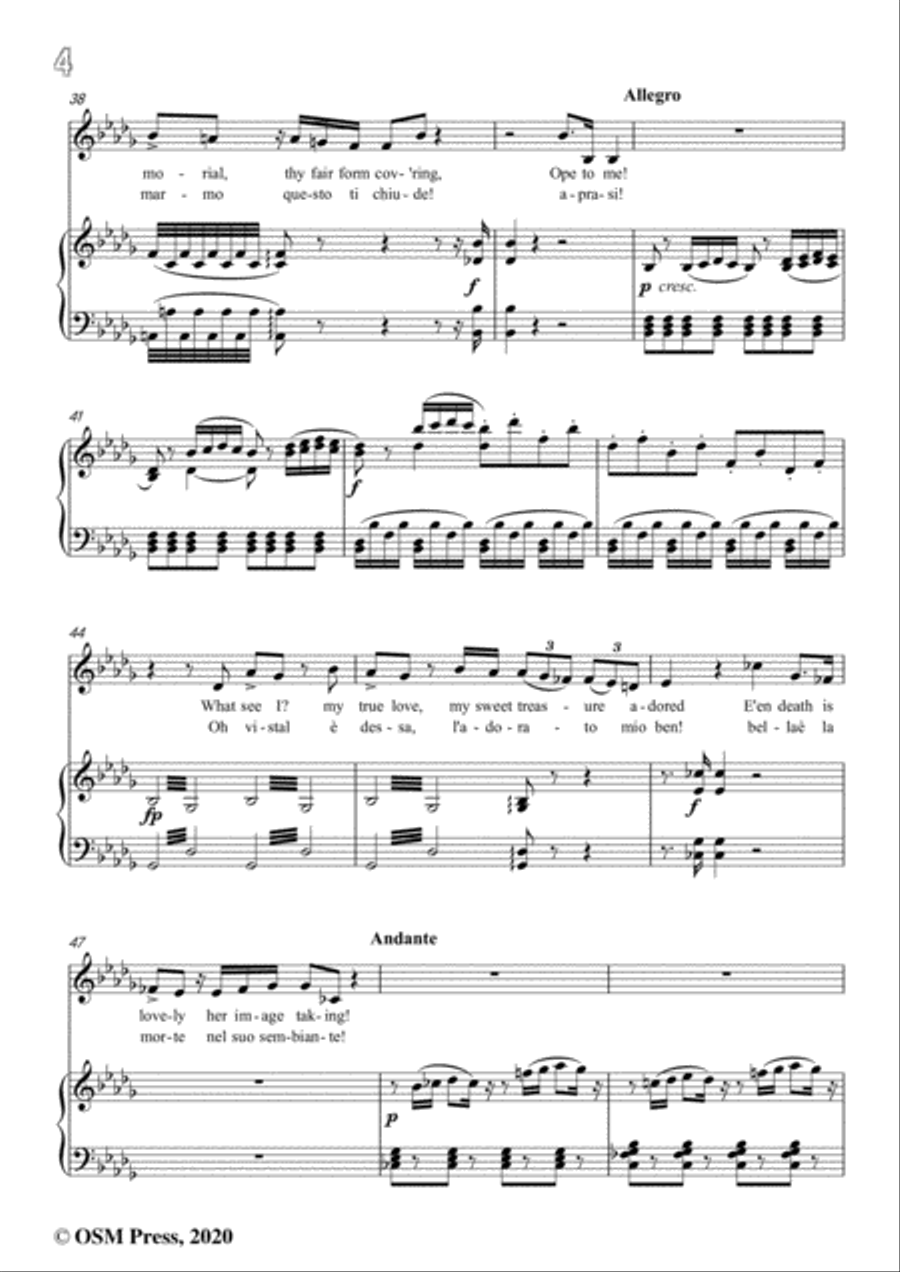 Vaccai-Ah! Se tu dormi,svegliati,in D flat Major,for Voice and Piano Voice Solo scores gallery preview page 6