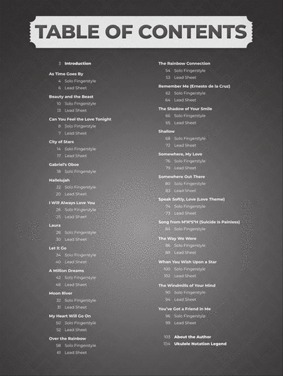 Movie Songs for Solo Fingerstyle Ukulele Ukulele scores gallery preview page 3