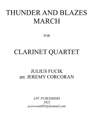 Book cover for Thunder and Blazes March for Clarinet Quartet