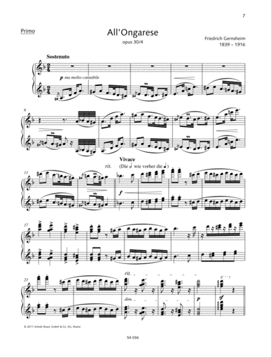All'Ongarese from: Dance Pieces, Op. 30 No. 4 Piano Duet scores gallery preview page 2